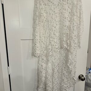 White Lace High Low Top